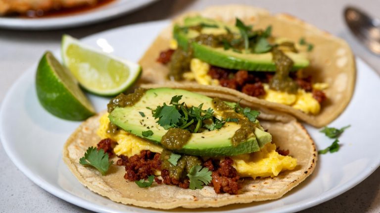 Breakfast Tacos with Chorizo and Egg