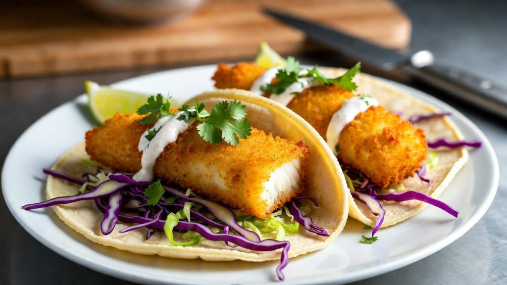 Crispy Fish Tacos with Lime Slaw