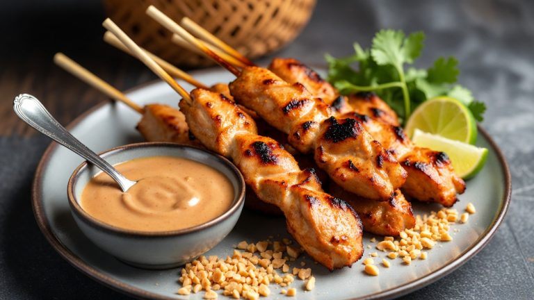 Peanut Chicken Satay Skewers