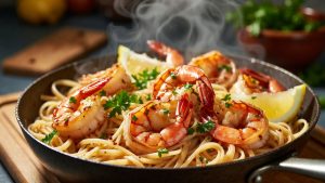 Garlic Butter Shrimp with Linguine