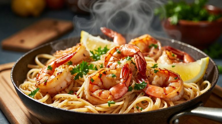 Garlic Butter Shrimp with Linguine