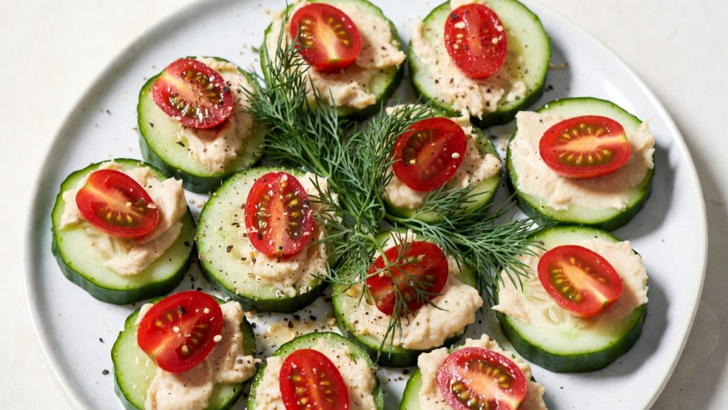Cucumber Hummus Bites