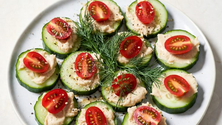Cucumber Hummus Bites